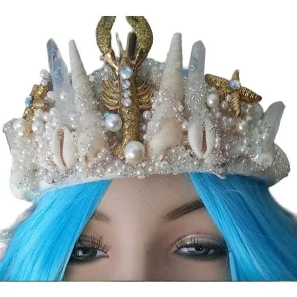 Handmade Seashells & Crystal Mermaid Wedding Crown Tiara Pastel Mermaid Shell Crystal Crown - Etsy main image 3
